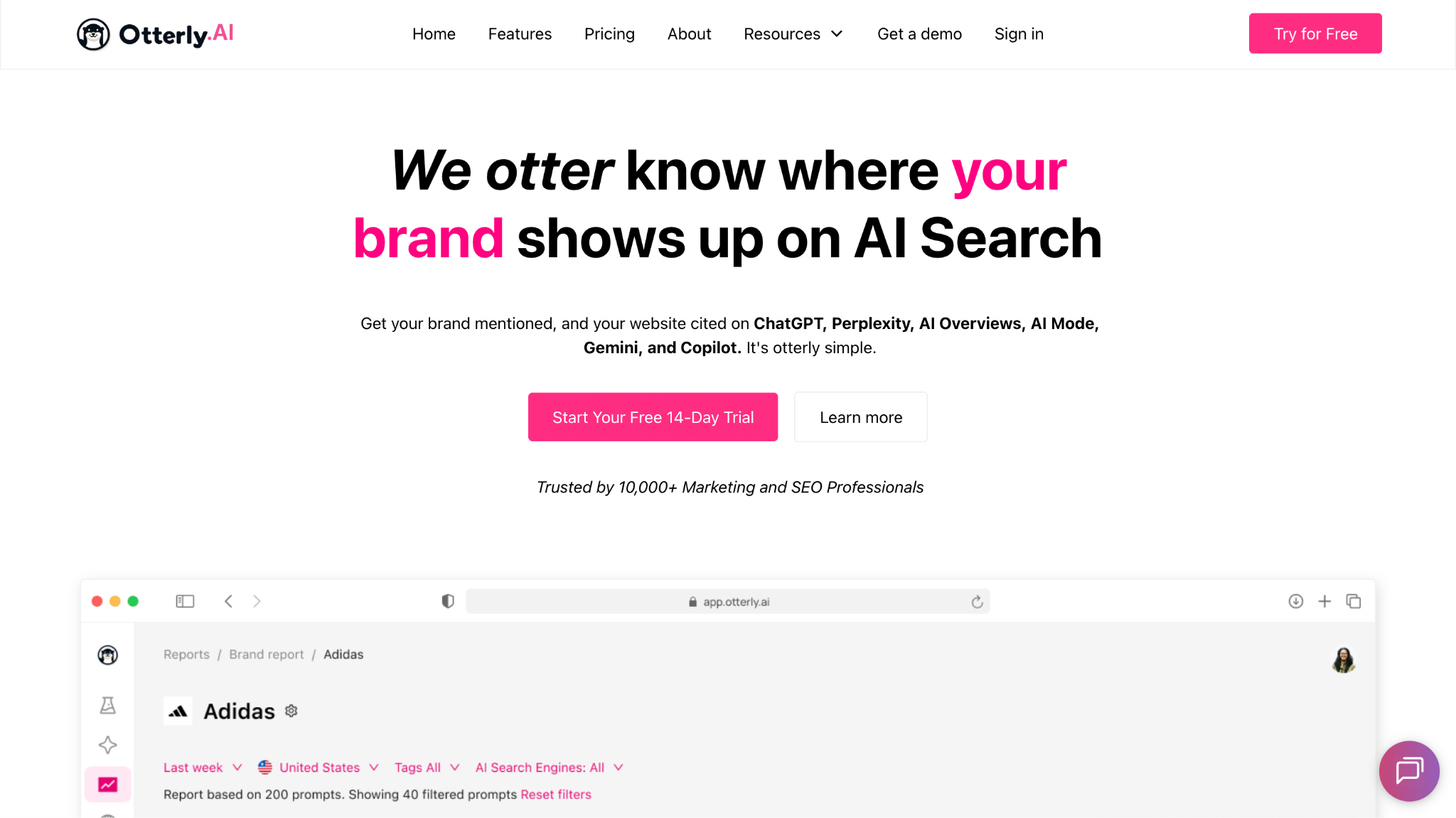 Otterly AI visibility dashboard with GEO audit recommendations