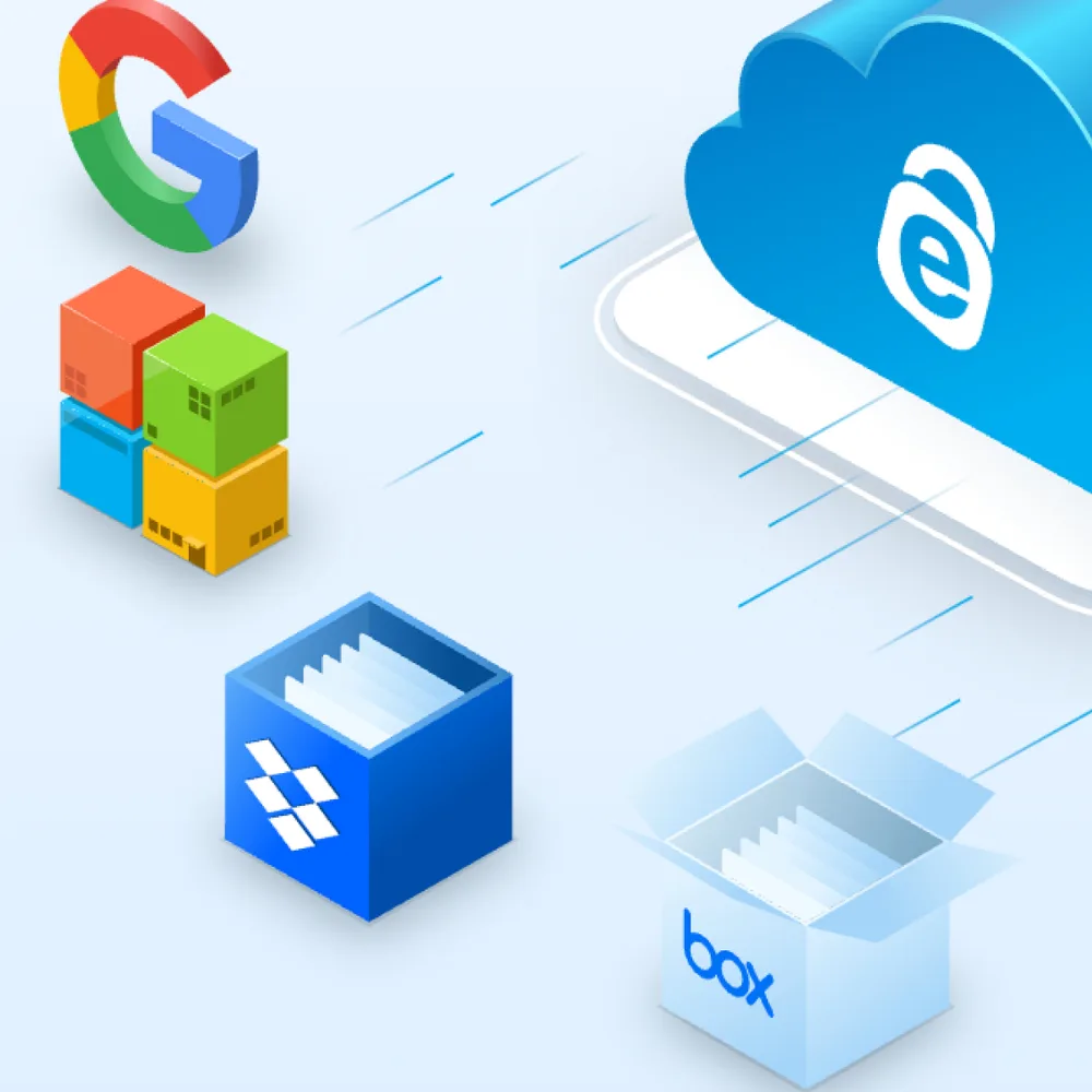 iDrive Business management console showing backup status across multiple devices and servers
