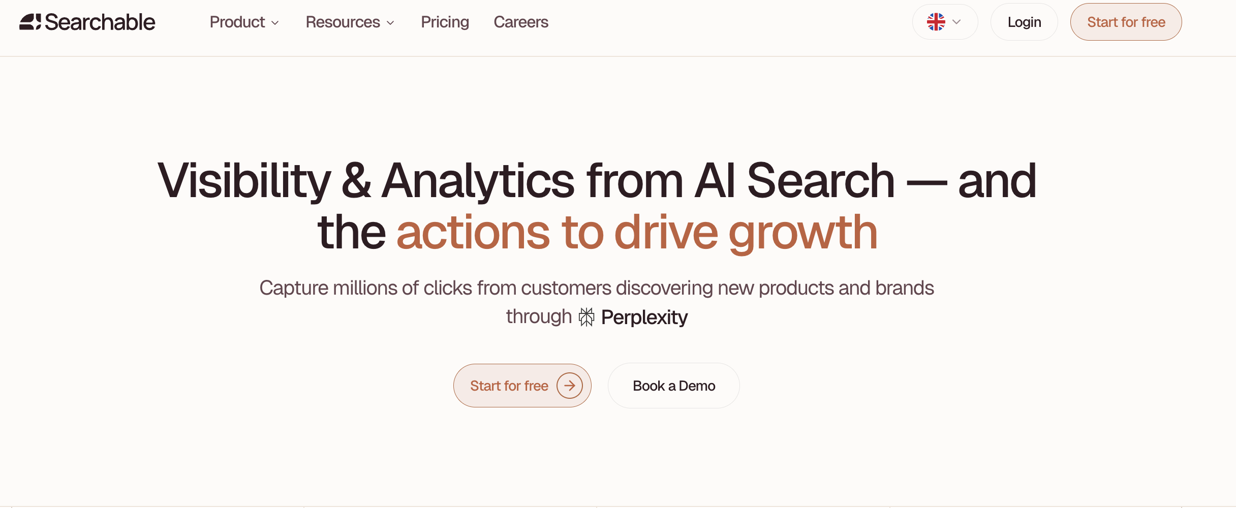 Searchable AI search optimization platform homepage